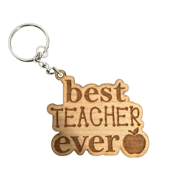 Windy Day Wood Best Teacher Keychain